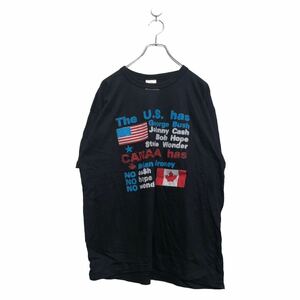 中古 古着 OCEANIC 半袖 プリント Tシャツ XL ブラック ブルー ホワイト 国旗 カナダ製 古着卸 アメリカ仕入 a603-6714