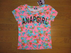 保管品新品★ANAP GIRL 花柄Tシャツ S(140~150) ピンク