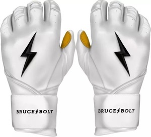 ★USサイズ M（日本Lサイズ）★ ブルースボルト Bruce Bolt 野球 バッティング グローブ ロングカフ オリジナルシリーズ ホワイト
