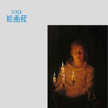 【GINZA絵画館】古吉　弘　油絵４号「燭台を持つ少女」１９９６年作・リアリズム超人気作家・傑作！　Y81H6G5E0W7S2X_画像1