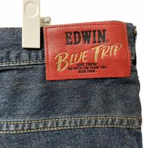 EDWIN BLUE TRIP デニムパンツ エドウィン ブルートリップ レザーフラップジップバックポケット ジーンズ 表記40 大きいサイズ メンズ 古着_画像7