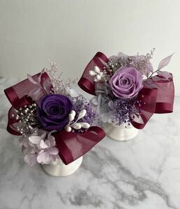  preserved flower * ribbon Mini bouquet against purple *... flower 