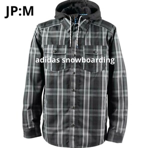 貴重【US:S/JP:M】美品 アディダス スノーボード チェック シャツジャケット パーカー フード adidas snowboarding オリジナルス 