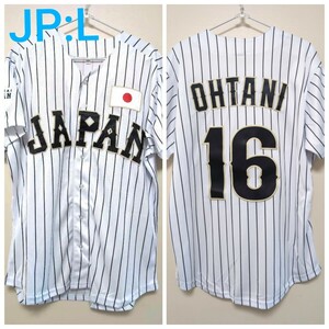 JP/L 野球 日本代表ユニフォームシャツ OHTANI 背番号16 大谷翔平 ドジャース WBC 侍ジャパン MLB メジャーリーグ JAPAN ベースボール #312