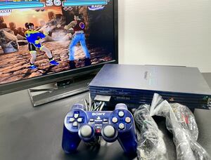 美品 動作品 希少 PS2プレステ 2 プレイステーション2 SCPH-50000MB/NH ミッドナイトブルー本体 コントローラー セットPlaystation2 (4)