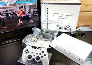 美品 動作品ソニー PS2 プレイステーション2 SCPH-70000 CW セラミックホワイトCERAMIC WHITE セット プレステ2 PlayStation 2 送料無料