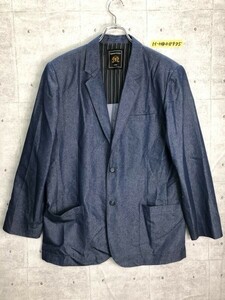 美品！QUATORO LEONI UOMO メンズ デニム調 テーラードジャケット L 青 綿他