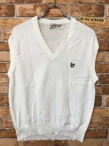 Lyle＆Scott ライルアンドスコット ワンポイント ワッペン Vネック コットン ニット ベスト 40 白