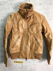 MACPHEE McAfee lady's sheep leather cotton inside quilting leather jacket 38 Camel 