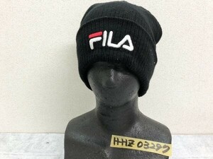 FILA フィラ ビッグロゴ刺繍入り ニットキャップ 帽子 黒 ブラック