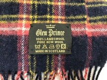 GLEN PRINCE グレンプリンス レディース チェック柄 マフラー 紺ピンク LAMBSWOOL_画像2