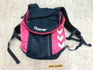 hummel ヒュンメル 背中クッション付き ロゴプリント 筒型 リュック バックパック かばん