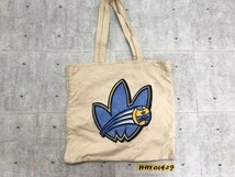 adidas アディダス ロゴプリント トートバッグ かばん アイボリー_画像1