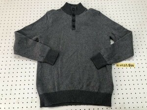 LANDS’END ランズエンド メンズ カシミヤMIX ハーフボタン ニットソー M グレー