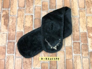  lady's pearl & chain attaching fake fur muffler black 