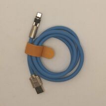 Type-C ２ｍ極太青色１本曲るマグネット磁石式USB充電通信ケーブル_画像2