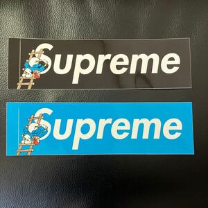 1円スタート売り切り supreme box logo sticker 2020 SMURFS design 2枚セット レア 