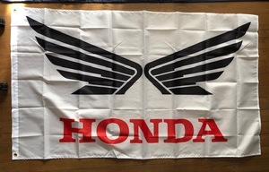 送料無料！お部屋に！かっこいい　ホンダウイング　HONDAロゴ白タペストリー　バナーフラッグ 旗　特大サイズ　CB400　CB750　スーパーカブ