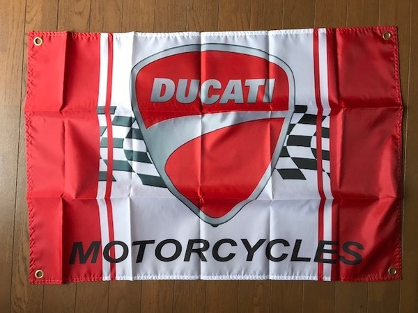 お部屋に・ガレージに　かっこいい！　トリコ・ドゥカティ Ducati　チェッカー　通常サイズフラグ タペストリー　旗　送料サービス！