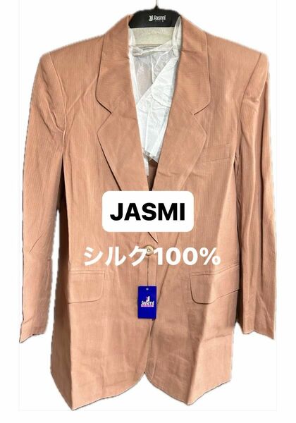 Jasmi Silk 薄いストライプ ピンク系 テーラードジャケット シルク L