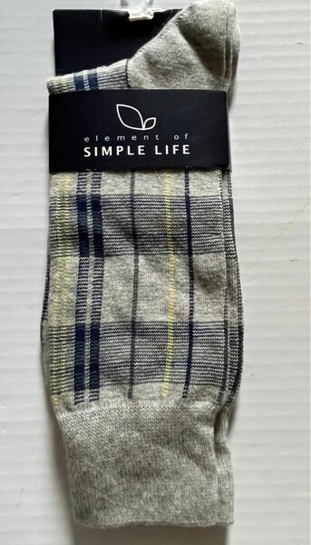 SIMPLE　LIFE　シンプルライフ　メンズソックス　グレーとイエローのチェック　靴下　 カジュアルソックス レナウン