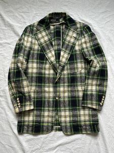  супер редкий 70s USA производства RALPH LAURE tailored jacket tartan проверка платье Gordon большой знак бирка Ralph Lauren блейзер Vintage 