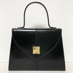 即決☆Yves Saint Laurent イヴサンローラン ヴィンテージ レザー ハンドバッグ ブラック 未使用 保管品 レア 希少 ゴールド金具