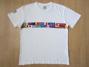 00's ナイキ White Label ゴツNIKE 国旗 Tシャツ LホワイトレーベルATHLETICS WEST復刻 オレンジタグ 風車 筆記体 クロニクル ヴィンテージ