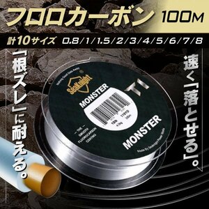 【送料185円】フロロカーボン ライン リーダー ハリス 100m 1号 フルオロ ショックリーダー 釣り糸 釣りフロロ　釣り糸Fro-1-