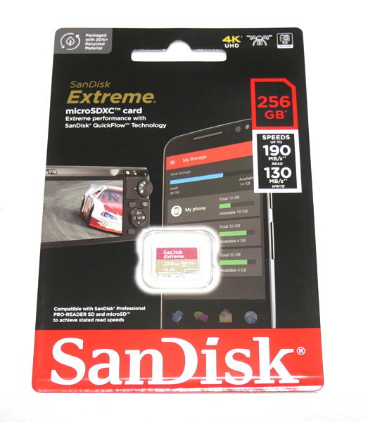 新品 送料無料 SanDisk Extreme 256GB サンディスク エクストリーム SDSQXAV-256G-GN6MN micro SDカード SDXC 256