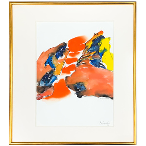 Art Auction 【SHIN】田淵安一｢作品｣水彩 1987年作 額装 フランス芸術文化勲章受賞者, 絵画, 水彩, 抽象画