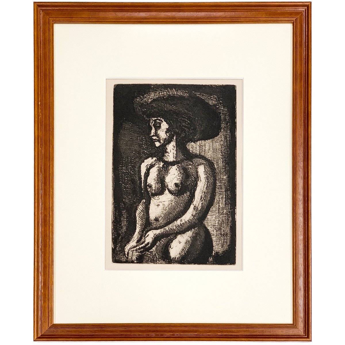 [SHIN] Georges Rouault The Prostitute with the Big Hat (from The Rebirth of Ubu ) Copperplate print, framed Georges Rouault, Painting, Oil painting, others