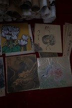 【愉】まくり、色紙200枚まとめ 山水 人物 花鳥 松 竹 梅 蘭 仏画 書 画　_画像6