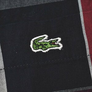 ★ワンポイント ワニロゴ ラコステ LACOSTE チェック柄 長袖 ボタンダウン シャツ 4 ネイビーxレッド メンズ 古着 ロゴ刺繍 BDシャツ★の画像5