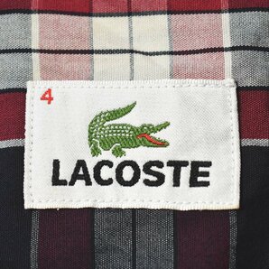 ★ワンポイント ワニロゴ ラコステ LACOSTE チェック柄 長袖 ボタンダウン シャツ 4 ネイビーxレッド メンズ 古着 ロゴ刺繍 BDシャツ★の画像4