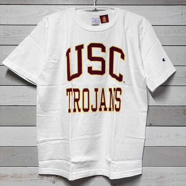 SIZE L CHAMPION T1011 WHITE TEE SHIRT MADE IN USA USC TROJANS チャンピオン ホワイト Tシャツ ロージャンズ フットボール アメリカ製