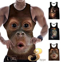 【XL】【ゴリラ】タンクトップ 今日のチンパンゴリラ 全3種類 アニマルプリント 動物 ノースリーブ ランニングシャツ 速乾_画像1