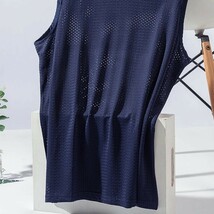 【6枚】【2XL】【グレー】メンズ用 丸首 メッシュ タンクトップ 6枚セット シームレス Uネック 全4カラー ノースリーブ ランニングシャツ_画像7