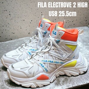 FILA フィラ 25.5cm ホワイト 厚底スニーカー ハイカットスニーカー　レディーススニーカー　厚底　