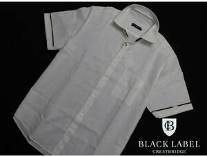 新品 BLACK LABELCRESTBRIDGEブラックレーベル クレストブリッジ リネン コットンハーフスリーブシャツ 【Ｌ】 ホワイト 