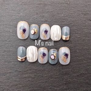 塗りかけブルーオーダーチップ ネイルチップつけ爪