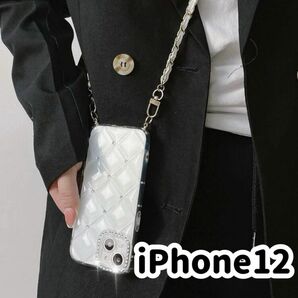 iPhone12 12proケース ゴールドチェーン　ショルダーストラップ