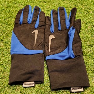  Nike gloves size M running running free shipping black blue NIKE glove black blue 