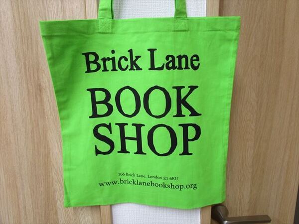 ★新品未使用★ブリックレーン書店 トートバッグ BIDBI製(Brick Lane Bookshop) 英国書店(ロンドン)インド製 薄緑 LO93