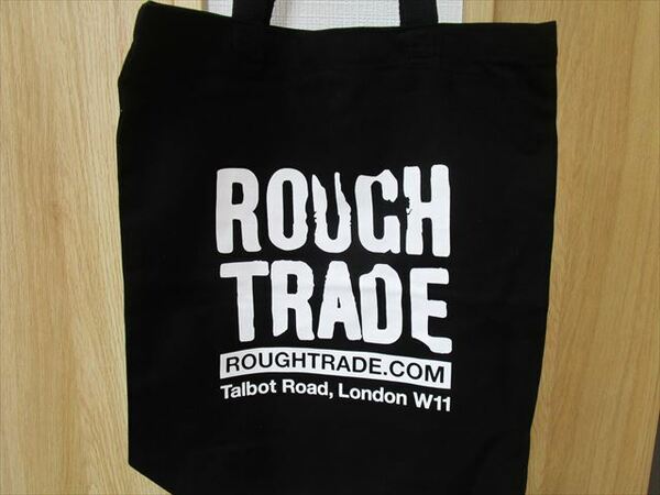 ★新品未使用★ラフトレード　トートバッグ（エコバッグ）Rough Trade Records（黒）ロンドンノッティグヒル店（両面同一柄）インド製 LO32