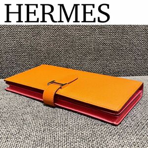 HERMES エルメス　べアンスフレ　長財布　バイカラー　シルバー金具　C刻印 