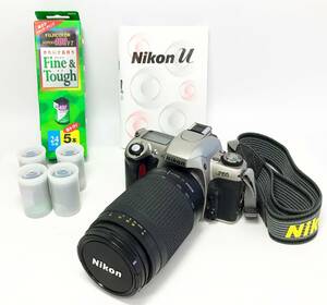 フィルム付 Nikon 一眼レフ カメラ 本体 ボディ F65/オート レンズ AF NIKKOR 70-300mm φ62-1.5m/Nikon U 取説/フジカラー フイルム 4本