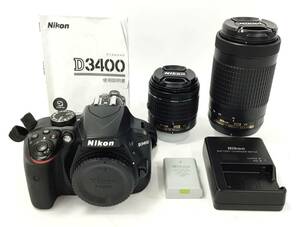 Nikon D3400 デジタル 一眼レフ カメラ ダブルズームキット ブラック/黒 レンズ AF-P DX NIKKOR 18-55mm F3.5-5.6G VR 70-300mm F4.5-6.3G