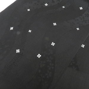 帯揚げ 正絹 ブラック 小紋柄 地模様 絹100％ カジュアル 長さ174cm 新品