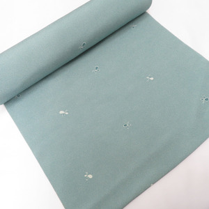 反物 小紋着尺 ポリエステル100％ 青緑色 鮫小紋×瓢箪 洗える着物 カジュアル 和裁練習 未仕立て 長さ1200cm